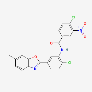 molecular formula C21H13Cl2N3O4 B4820375 4-chloro-N-[2-chloro-5-(6-methyl-1,3-benzoxazol-2-yl)phenyl]-3-nitrobenzamide 