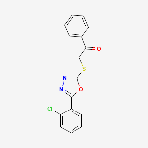 molecular formula C16H11ClN2O2S B4820413 2-{[5-(2-chlorophenyl)-1,3,4-oxadiazol-2-yl]thio}-1-phenylethanone 