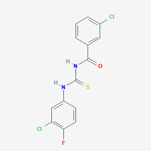 molecular formula C14H9Cl2FN2OS B4820420 3-chloro-N-{[(3-chloro-4-fluorophenyl)amino]carbonothioyl}benzamide 