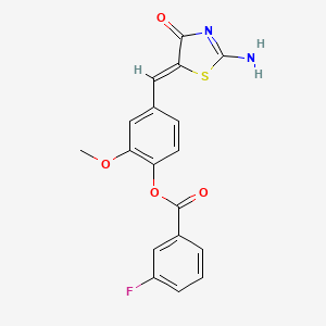 4-[(2-imino-4-oxo-1,3-thiazolidin-5-ylidene)methyl]-2-methoxyphenyl 3-fluorobenzoate