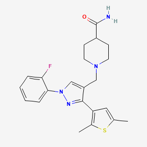 1-{[3-(2,5-dimethyl-3-thienyl)-1-(2-fluorophenyl)-1H-pyrazol-4-yl]methyl}-4-piperidinecarboxamide