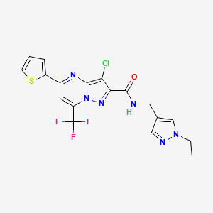 3-chloro-N-[(1-ethyl-1H-pyrazol-4-yl)methyl]-5-(2-thienyl)-7-(trifluoromethyl)pyrazolo[1,5-a]pyrimidine-2-carboxamide