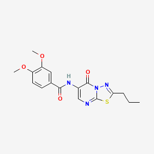 molecular formula C17H18N4O4S B4820549 3,4-dimethoxy-N-(5-oxo-2-propyl-5H-[1,3,4]thiadiazolo[3,2-a]pyrimidin-6-yl)benzamide 