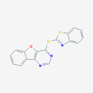 molecular formula C17H9N3OS2 B482055 4-(1,3-Benzothiazol-2-ylsulfanyl)[1]benzofuro[3,2-d]pyrimidine CAS No. 354130-21-5