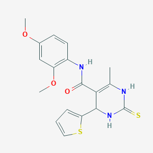molecular formula C18H19N3O3S2 B482057 N-(2,4-dimethoxyphenyl)-6-methyl-2-sulfanylidene-4-thiophen-2-yl-3,4-dihydro-1H-pyrimidine-5-carboxamide CAS No. 380434-39-9