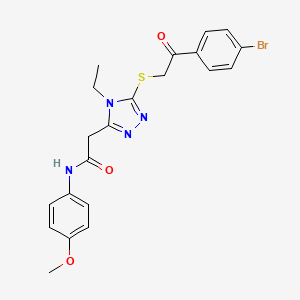 molecular formula C21H21BrN4O3S B4820647 2-(5-{[2-(4-bromophenyl)-2-oxoethyl]thio}-4-ethyl-4H-1,2,4-triazol-3-yl)-N-(4-methoxyphenyl)acetamide 