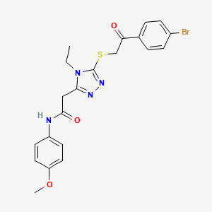 molecular formula C21H21BrN4O3S B4820647 2-(5-{[2-(4-bromophenyl)-2-oxoethyl]sulfanyl}-4-ethyl-4H-1,2,4-triazol-3-yl)-N-(4-methoxyphenyl)acetamide 