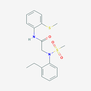 molecular formula C18H22N2O3S2 B4820679 N~2~-(2-ethylphenyl)-N~2~-(methylsulfonyl)-N~1~-[2-(methylthio)phenyl]glycinamide 