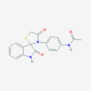 molecular formula C18H15N3O3S B482080 1',3'-dihydro-3-[4-(acetylamino)phenyl]-2',4-dioxospiro[1,3-thiazolidine-2,3'-2H-indole] CAS No. 364620-31-5
