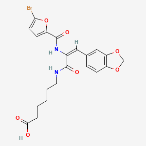 molecular formula C21H21BrN2O7 B4820827 6-({3-(1,3-benzodioxol-5-yl)-2-[(5-bromo-2-furoyl)amino]acryloyl}amino)hexanoic acid 