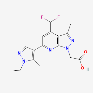 [4-(difluoromethyl)-6-(1-ethyl-5-methyl-1H-pyrazol-4-yl)-3-methyl-1H-pyrazolo[3,4-b]pyridin-1-yl]acetic acid