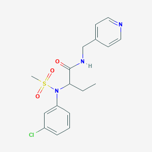 molecular formula C17H20ClN3O3S B4820882 2-[(3-chlorophenyl)(methylsulfonyl)amino]-N-(4-pyridinylmethyl)butanamide 