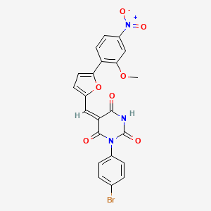 molecular formula C22H14BrN3O7 B4820916 1-(4-bromophenyl)-5-{[5-(2-methoxy-4-nitrophenyl)-2-furyl]methylene}-2,4,6(1H,3H,5H)-pyrimidinetrione 