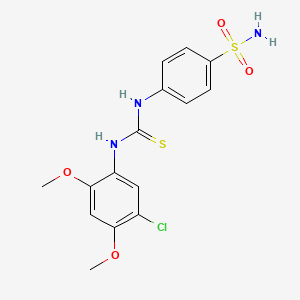 molecular formula C15H16ClN3O4S2 B4820918 4-({[(5-chloro-2,4-dimethoxyphenyl)amino]carbonothioyl}amino)benzenesulfonamide 