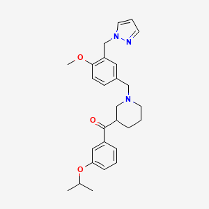 molecular formula C27H33N3O3 B4821009 (3-isopropoxyphenyl){1-[4-methoxy-3-(1H-pyrazol-1-ylmethyl)benzyl]-3-piperidinyl}methanone 