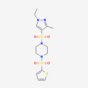 molecular formula C14H20N4O4S3 B4821042 1-[(1-ethyl-3-methyl-1H-pyrazol-4-yl)sulfonyl]-4-(2-thienylsulfonyl)piperazine 