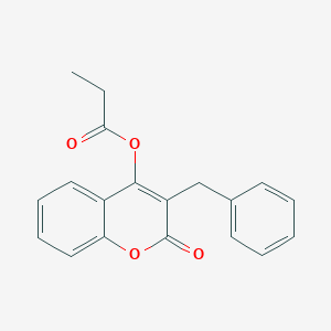 molecular formula C19H16O4 B482105 3-benzyl-2-oxo-2H-chromen-4-yl propionate CAS No. 402778-19-2