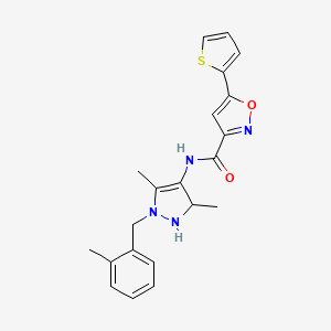 molecular formula C21H22N4O2S B4821126 N-[3,5-dimethyl-1-(2-methylbenzyl)-2,3-dihydro-1H-pyrazol-4-yl]-5-(2-thienyl)-3-isoxazolecarboxamide 