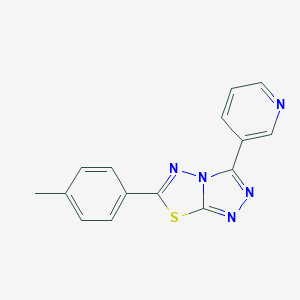 molecular formula C15H11N5S B482113 6-(4-Methylphenyl)-3-(3-pyridinyl)[1,2,4]triazolo[3,4-b][1,3,4]thiadiazole CAS No. 154149-67-4