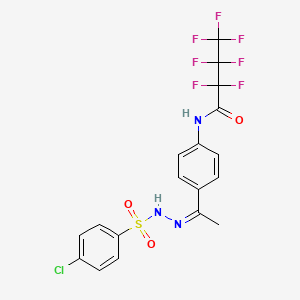 molecular formula C18H13ClF7N3O3S B4821213 N-(4-{N-[(4-chlorophenyl)sulfonyl]ethanehydrazonoyl}phenyl)-2,2,3,3,4,4,4-heptafluorobutanamide 