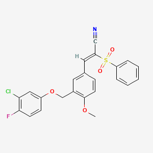 molecular formula C23H17ClFNO4S B4821268 3-{3-[(3-chloro-4-fluorophenoxy)methyl]-4-methoxyphenyl}-2-(phenylsulfonyl)acrylonitrile 