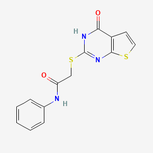 molecular formula C14H11N3O2S2 B4821310 2-[(4-oxo-3,4-dihydrothieno[2,3-d]pyrimidin-2-yl)thio]-N-phenylacetamide 