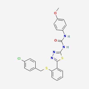 molecular formula C23H19ClN4O2S2 B4821328 N-(5-{2-[(4-chlorobenzyl)thio]phenyl}-1,3,4-thiadiazol-2-yl)-N'-(4-methoxyphenyl)urea 