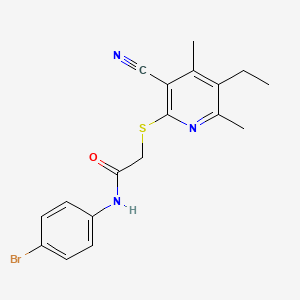 molecular formula C18H18BrN3OS B4821344 N-(4-bromophenyl)-2-[(3-cyano-5-ethyl-4,6-dimethyl-2-pyridinyl)thio]acetamide 