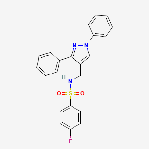 molecular formula C22H18FN3O2S B4821350 N-[(1,3-diphenyl-1H-pyrazol-4-yl)methyl]-4-fluorobenzenesulfonamide 