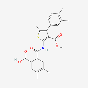 molecular formula C25H29NO5S B4821365 6-({[4-(3,4-dimethylphenyl)-3-(methoxycarbonyl)-5-methyl-2-thienyl]amino}carbonyl)-3,4-dimethyl-3-cyclohexene-1-carboxylic acid 