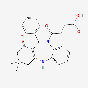 molecular formula C25H26N2O4 B4821369 4-(3,3-dimethyl-1-oxo-11-phenyl-1,2,3,4,5,11-hexahydro-10H-dibenzo[b,e][1,4]diazepin-10-yl)-4-oxobutanoic acid 