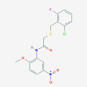 molecular formula C16H14ClFN2O4S B4821394 2-[(2-chloro-6-fluorobenzyl)thio]-N-(2-methoxy-5-nitrophenyl)acetamide 
