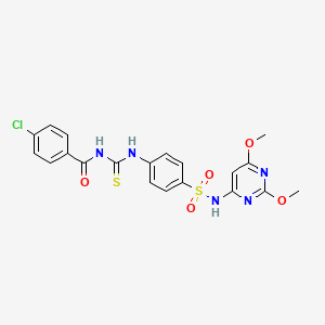 4-chloro-N-{[(4-{[(2,6-dimethoxy-4-pyrimidinyl)amino]sulfonyl}phenyl)amino]carbonothioyl}benzamide