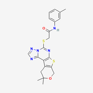 molecular formula C21H21N5O2S2 B4821483 2-[(10,10-dimethyl-10,11-dihydro-8H-pyrano[4',3':4,5]thieno[3,2-e][1,2,4]triazolo[1,5-c]pyrimidin-5-yl)thio]-N-(3-methylphenyl)acetamide 