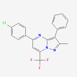 molecular formula C20H13ClF3N3 B4821782 5-(4-chlorophenyl)-2-methyl-3-phenyl-7-(trifluoromethyl)pyrazolo[1,5-a]pyrimidine 