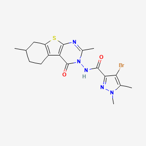 4-bromo-N-(2,7-dimethyl-4-oxo-5,6,7,8-tetrahydro[1]benzothieno[2,3-d]pyrimidin-3(4H)-yl)-1,5-dimethyl-1H-pyrazole-3-carboxamide