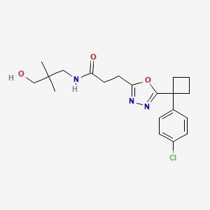 3-{5-[1-(4-chlorophenyl)cyclobutyl]-1,3,4-oxadiazol-2-yl}-N-(3-hydroxy-2,2-dimethylpropyl)propanamide