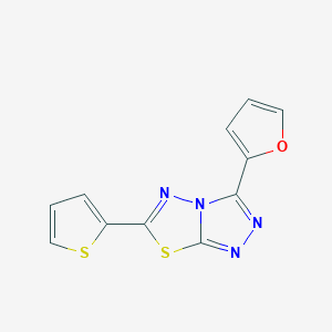 molecular formula C11H6N4OS2 B482194 3-(2-Furyl)-6-(2-thienyl)[1,2,4]triazolo[3,4-b][1,3,4]thiadiazole CAS No. 573696-22-7