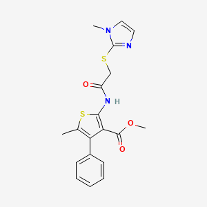 molecular formula C19H19N3O3S2 B4821963 methyl 5-methyl-2-({[(1-methyl-1H-imidazol-2-yl)thio]acetyl}amino)-4-phenyl-3-thiophenecarboxylate 