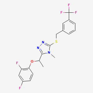 molecular formula C19H16F5N3OS B4821975 3-[1-(2,4-difluorophenoxy)ethyl]-4-methyl-5-{[3-(trifluoromethyl)benzyl]thio}-4H-1,2,4-triazole 