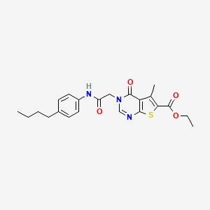 molecular formula C22H25N3O4S B4822011 ethyl 3-{2-[(4-butylphenyl)amino]-2-oxoethyl}-5-methyl-4-oxo-3,4-dihydrothieno[2,3-d]pyrimidine-6-carboxylate 