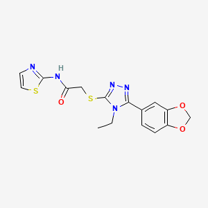 molecular formula C16H15N5O3S2 B4822037 2-{[5-(1,3-benzodioxol-5-yl)-4-ethyl-4H-1,2,4-triazol-3-yl]thio}-N-1,3-thiazol-2-ylacetamide 