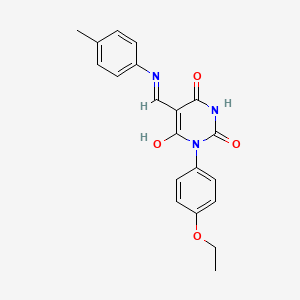 molecular formula C20H19N3O4 B4822057 1-(4-ethoxyphenyl)-5-{[(4-methylphenyl)amino]methylene}-2,4,6(1H,3H,5H)-pyrimidinetrione 