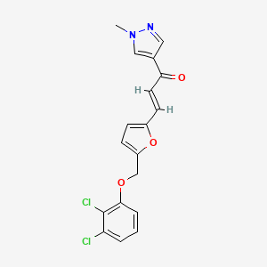 molecular formula C18H14Cl2N2O3 B4822092 3-{5-[(2,3-dichlorophenoxy)methyl]-2-furyl}-1-(1-methyl-1H-pyrazol-4-yl)-2-propen-1-one 