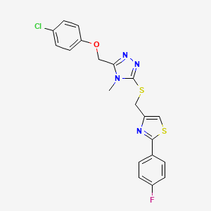 molecular formula C20H16ClFN4OS2 B4822106 3-[(4-chlorophenoxy)methyl]-5-({[2-(4-fluorophenyl)-1,3-thiazol-4-yl]methyl}thio)-4-methyl-4H-1,2,4-triazole 