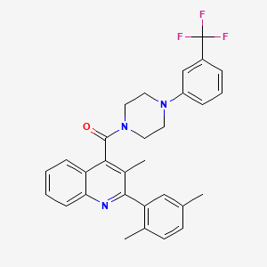 molecular formula C30H28F3N3O B4822255 2-(2,5-dimethylphenyl)-3-methyl-4-({4-[3-(trifluoromethyl)phenyl]-1-piperazinyl}carbonyl)quinoline 