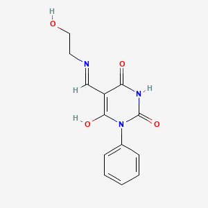 molecular formula C13H13N3O4 B4822268 5-{[(2-hydroxyethyl)amino]methylene}-1-phenyl-2,4,6(1H,3H,5H)-pyrimidinetrione 