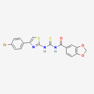 molecular formula C18H12BrN3O3S2 B4822271 N-({[4-(4-bromophenyl)-1,3-thiazol-2-yl]amino}carbonothioyl)-1,3-benzodioxole-5-carboxamide 