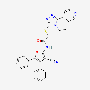 molecular formula C28H22N6O2S B4822322 N-(3-cyano-4,5-diphenyl-2-furyl)-2-{[4-ethyl-5-(4-pyridinyl)-4H-1,2,4-triazol-3-yl]thio}acetamide 