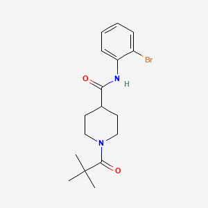 molecular formula C17H23BrN2O2 B4822354 N-(2-bromophenyl)-1-(2,2-dimethylpropanoyl)-4-piperidinecarboxamide 